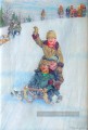 Patinage de la montagne Nikolay Bogdanov Belsky enfants impressionnisme enfant